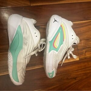 Nike Jordan girls basketball White and Green Athletic Shoes